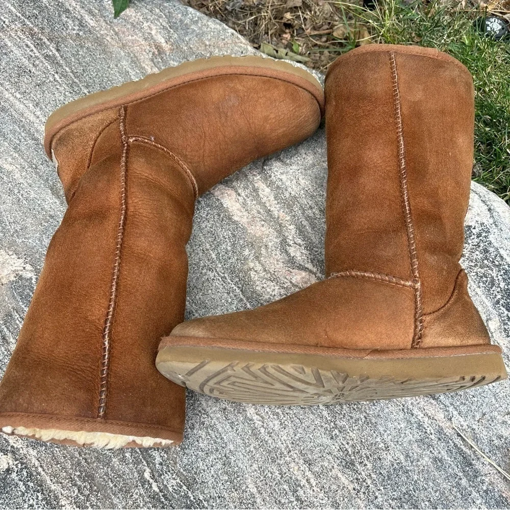 Ugg Australia Original Hickory Brown Boots Suede Shearling Winter Y2K Womens 6